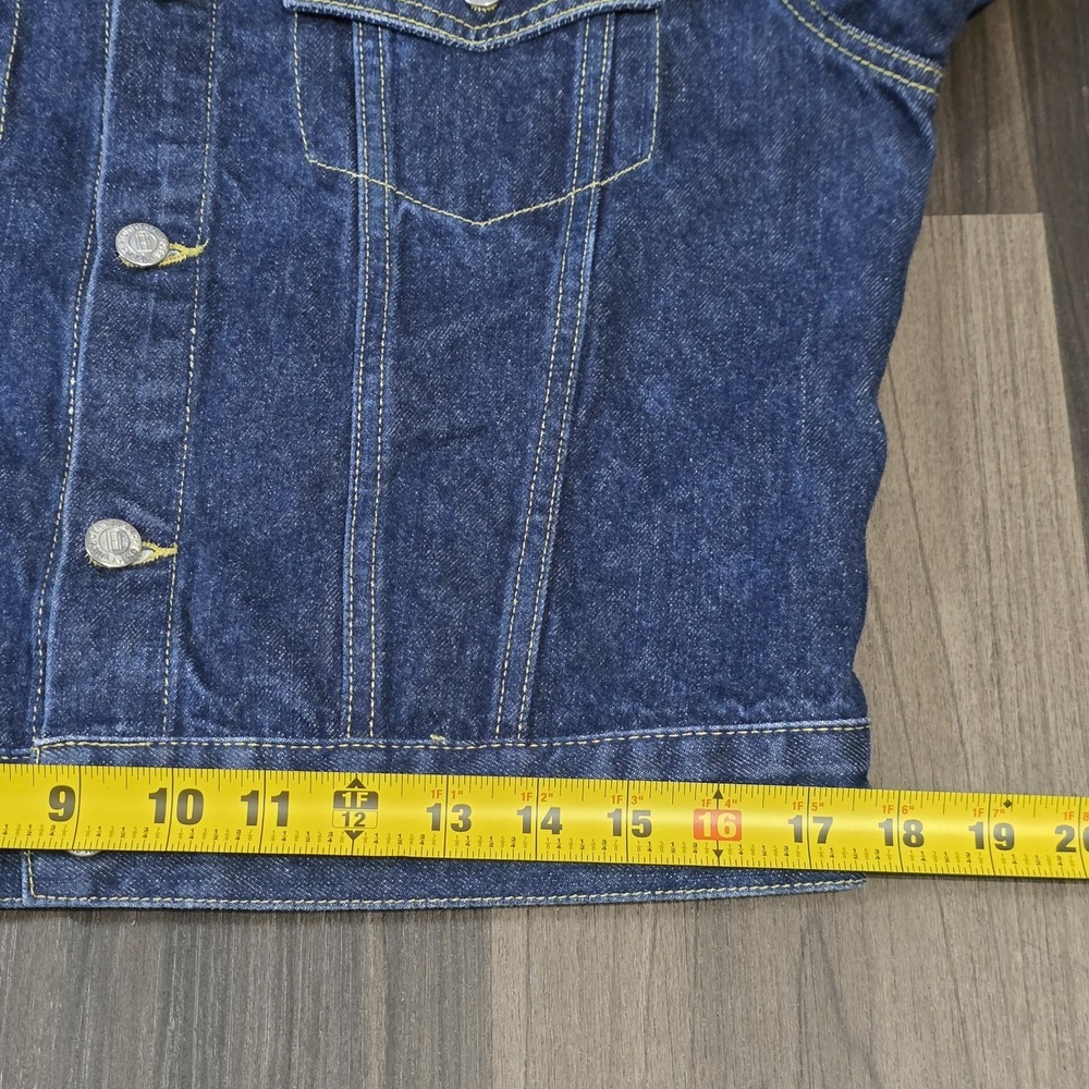 Vintage Y2K Vintage Tommy Jeans Denim Trucker Jacket Dark Rinse Women Size L... - Picture 10 of 12